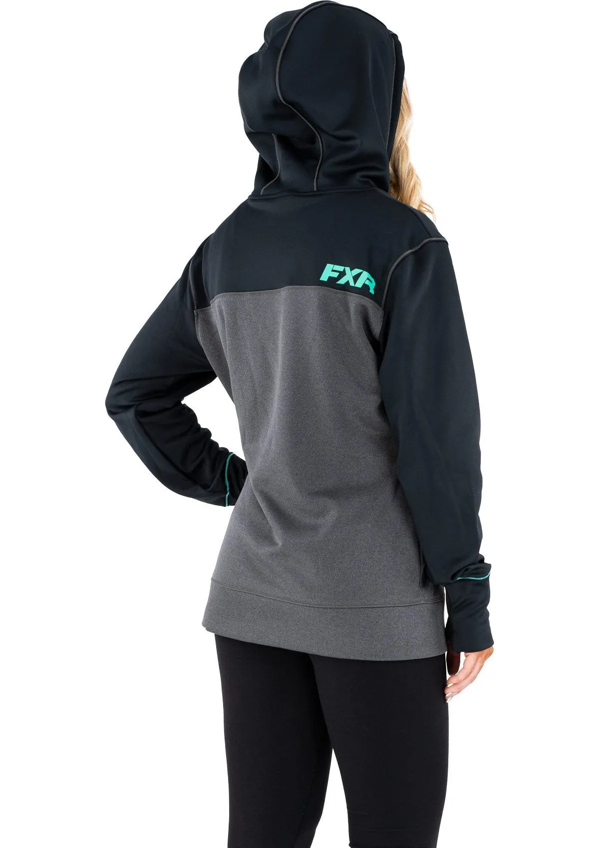 FXR Women's Pursuit Tech Pullover Fleece Char Heather/Mint