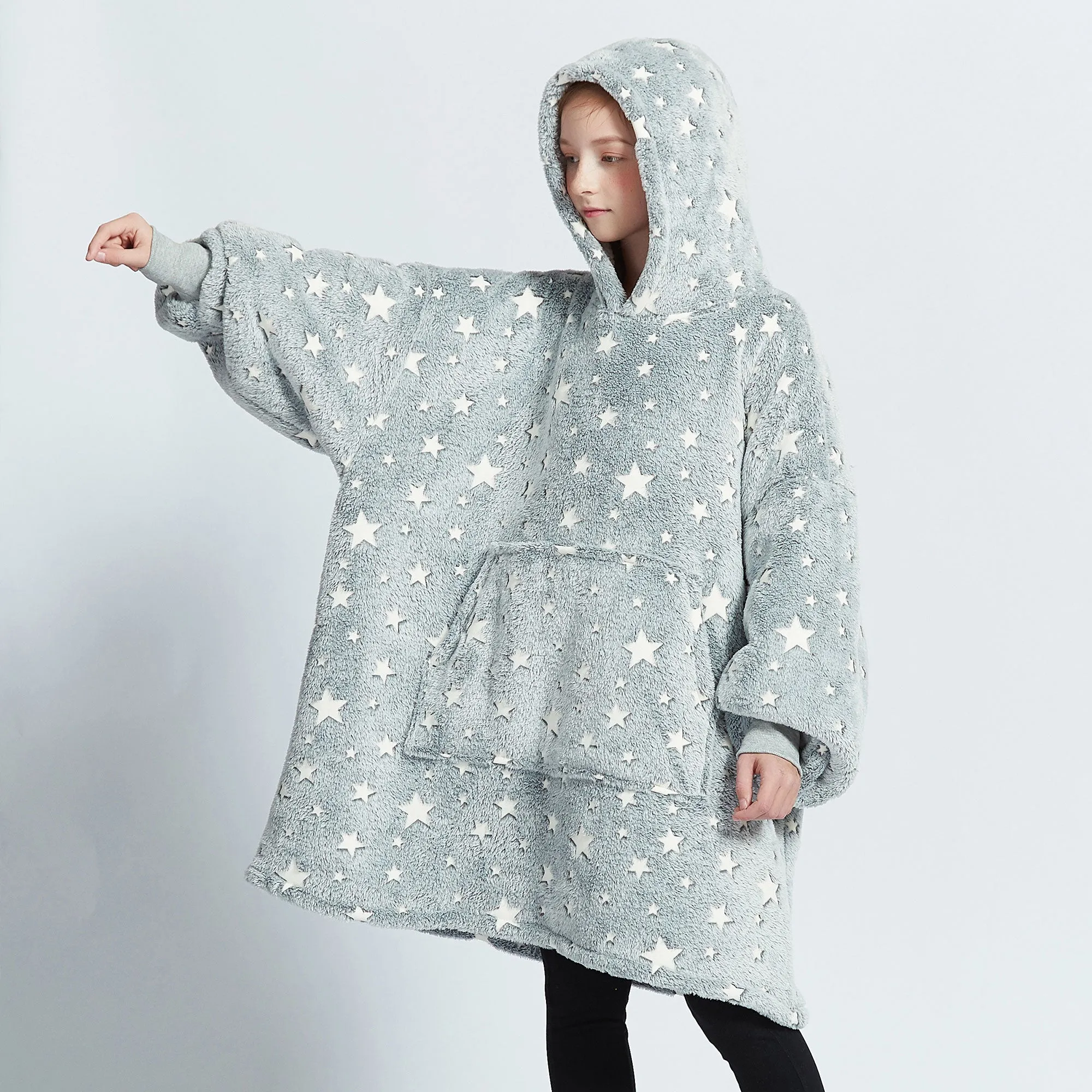 Glow In The Dark Stars Kids Hoodie Blanket