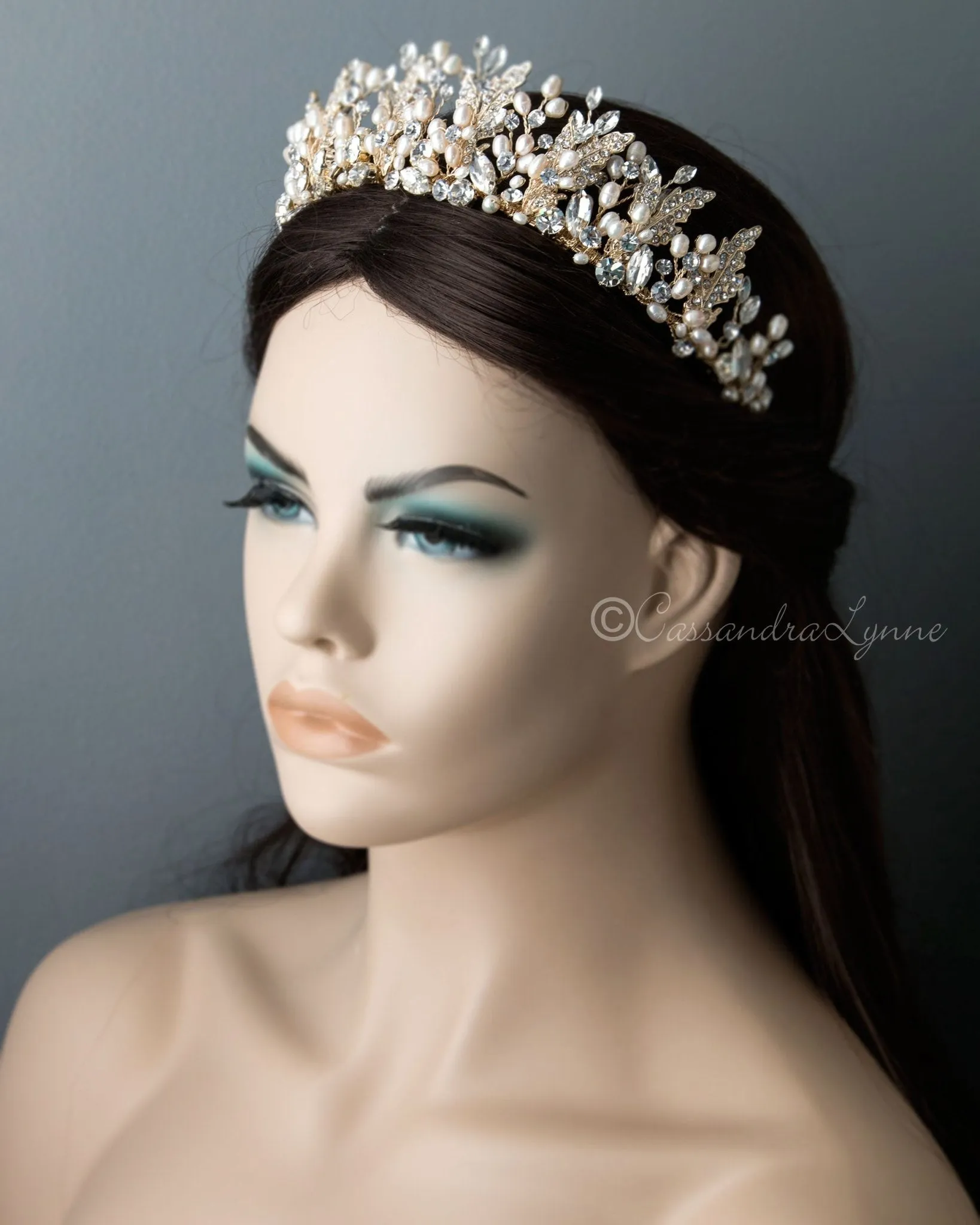 Gold Pearl Wedding Crown