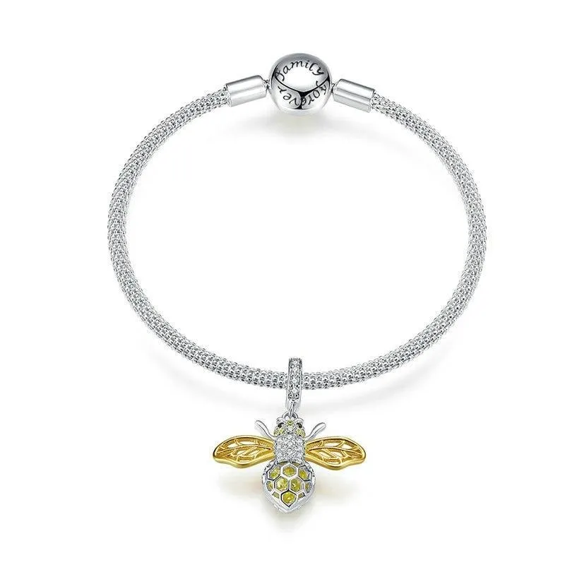 Golden Bee 925 Sterling Silver Charm Bracelet