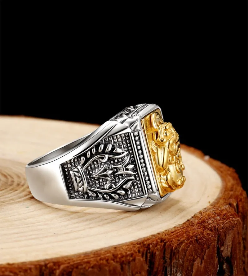 Golden Brave Troops 925 Sterling Silver Trendy Ring