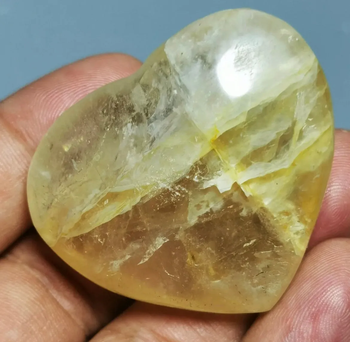 Golden Healer QUARTZ  Crystal Heart stone From Madagascar