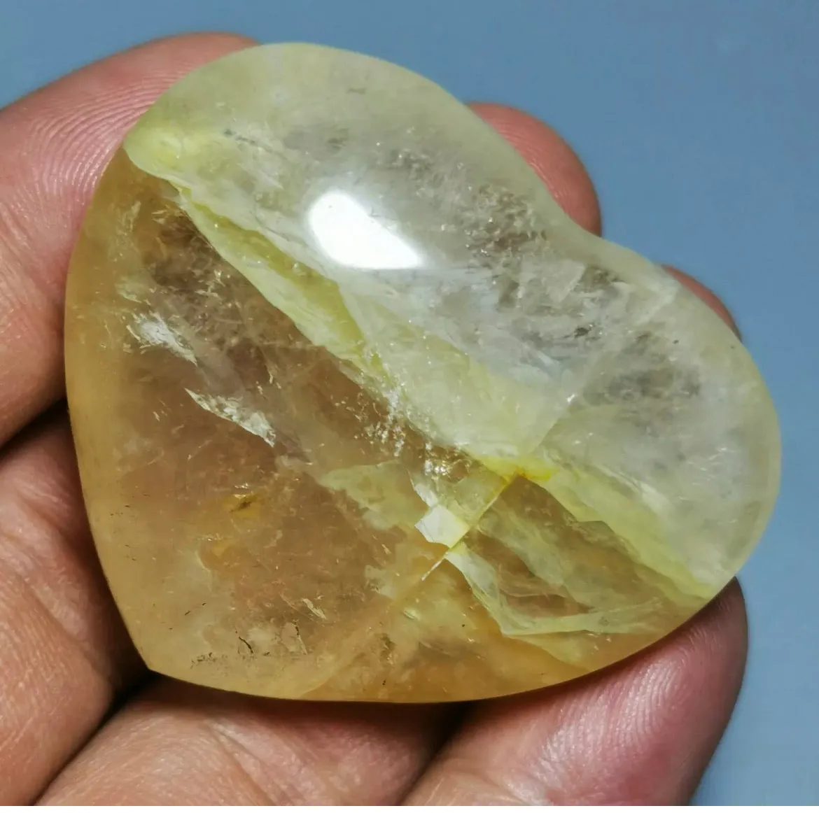 Golden Healer QUARTZ  Crystal Heart stone From Madagascar