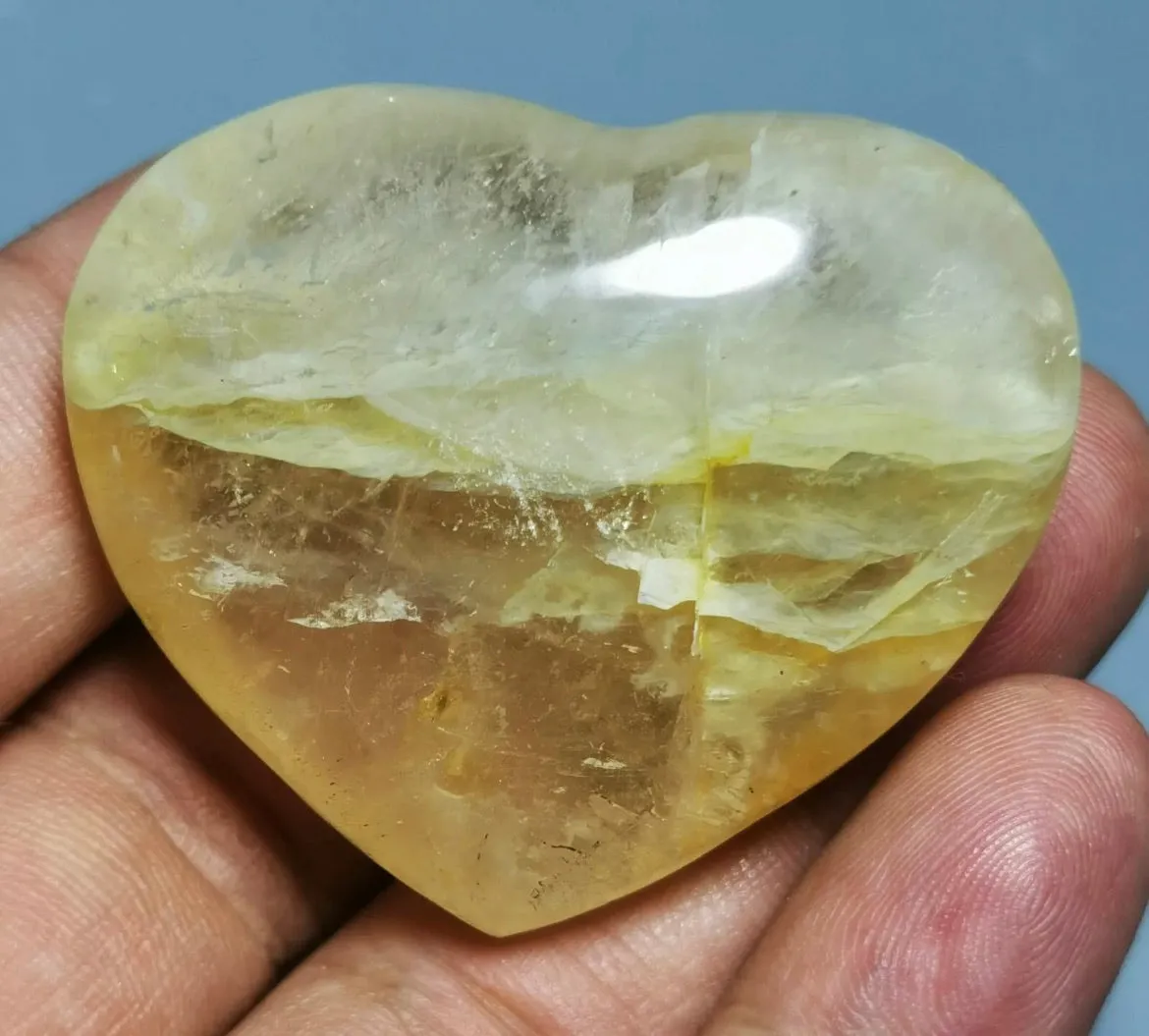 Golden Healer QUARTZ  Crystal Heart stone From Madagascar