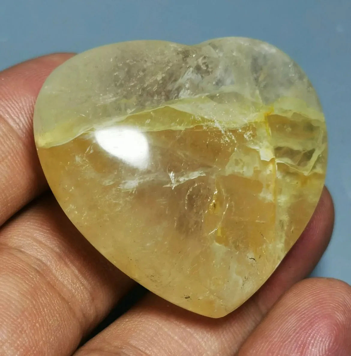 Golden Healer QUARTZ  Crystal Heart stone From Madagascar