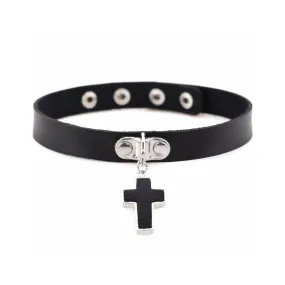 Gothic Black Cross Choker Necklace