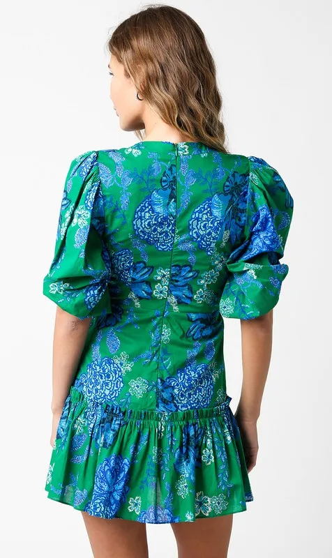 Green and Blue Floral Mini Dress