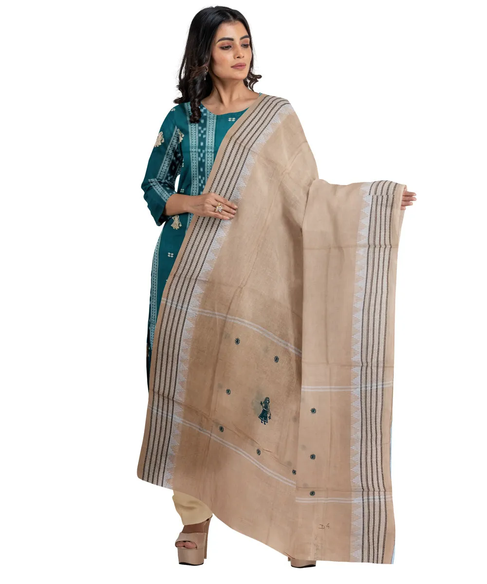 Green beige handwoven cotton nuapatna dress material