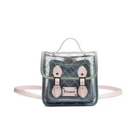 Green Pink Transparent Ladies School Backpack