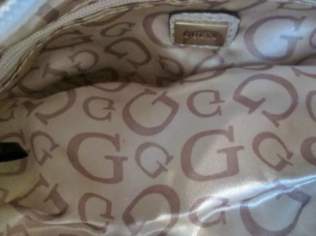 GUESS LANAI MINI hobo satchel clutch bag boho WHITE BROWN FLORAL purse