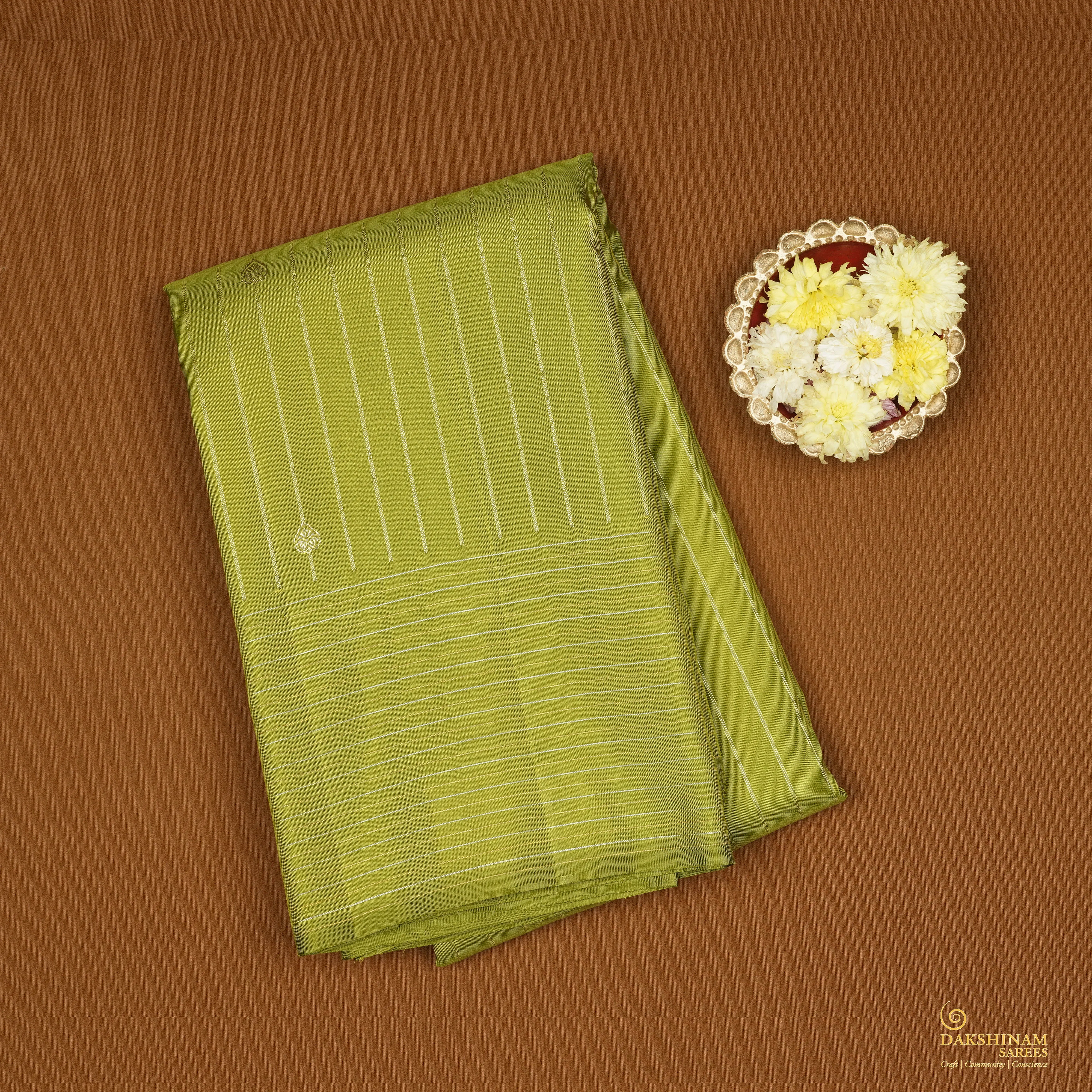 Handwoven Green Kanjivaram Silk Saree - 2056T010369DSC