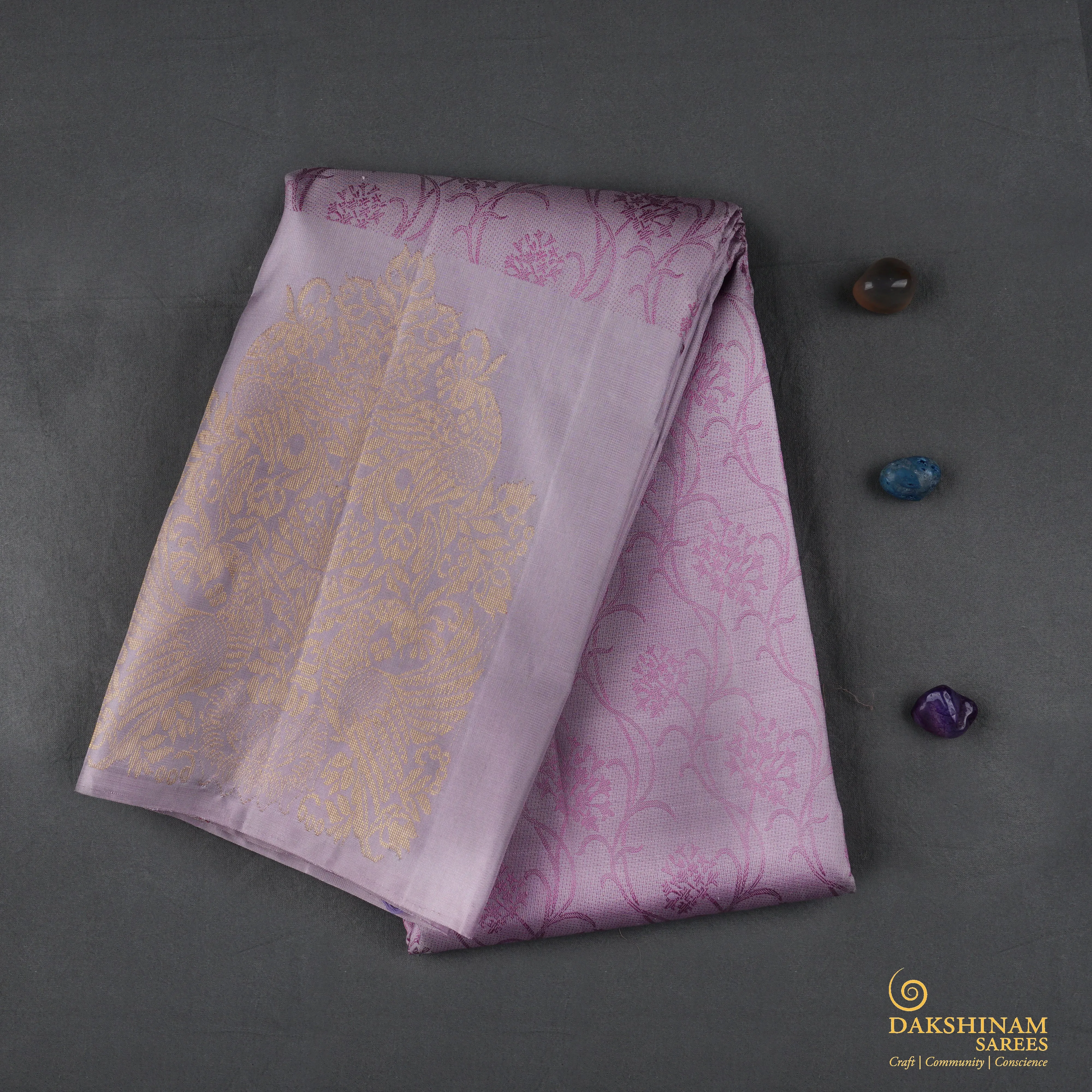 Handwoven Lavender Kanjivaram Silk Saree - 1849T008712DSC