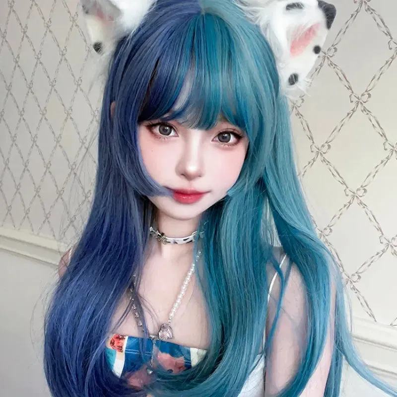 Harajuku Half Blue and Half Teal Wig ON1468