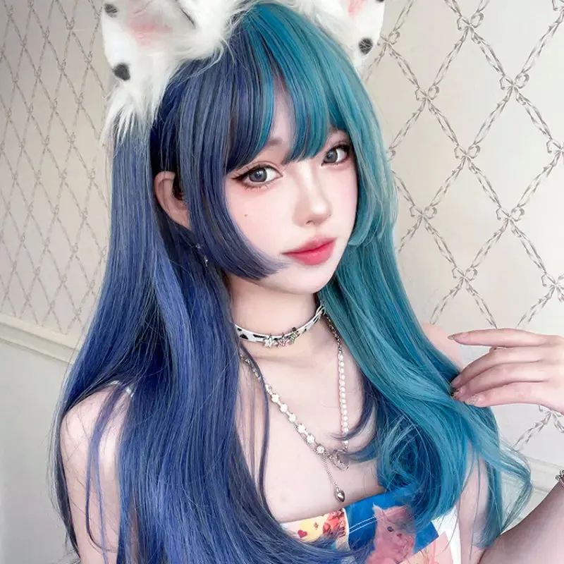 Harajuku Half Blue and Half Teal Wig ON1468