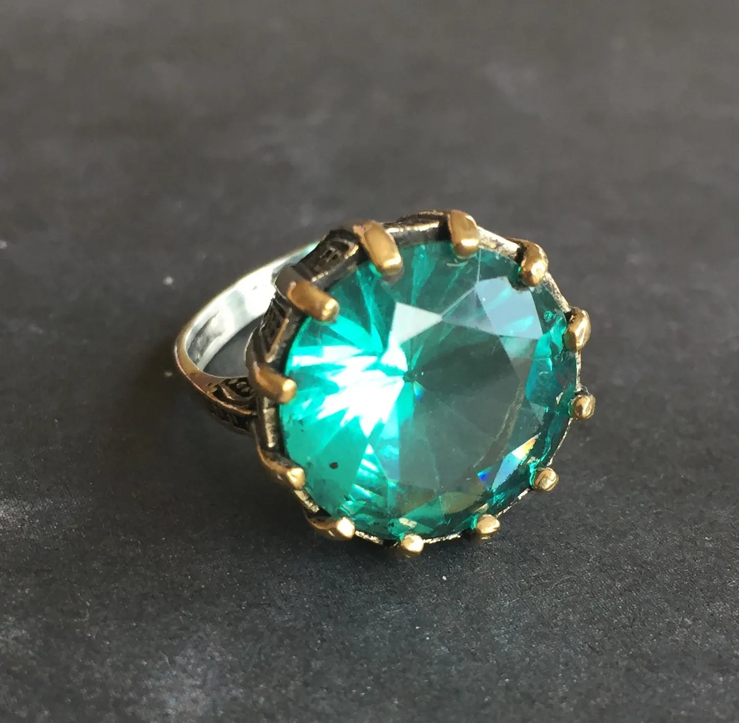 Hellena Aquamarine Blue Ring, OOAK Size 7