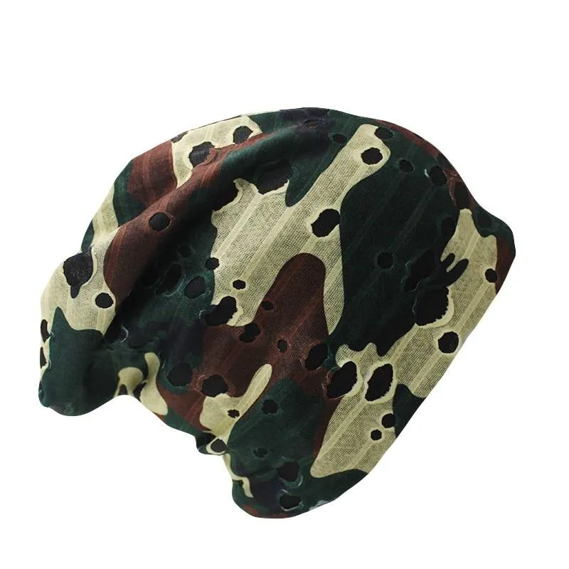 Hip-hop Geometric Hole-printed Beanie, Knit Hat or Skullie