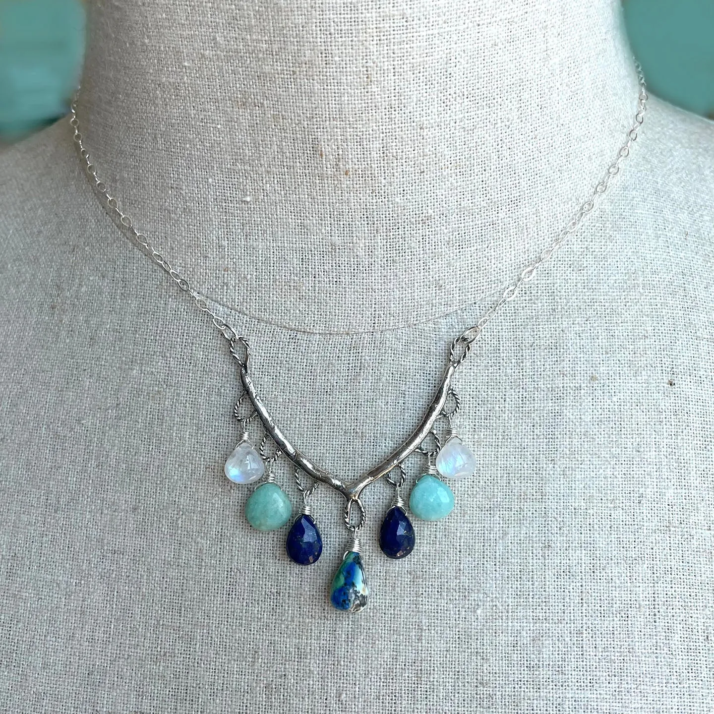 Hues of Blue Gemstone Necklace, Adjustable, Limited Quantity