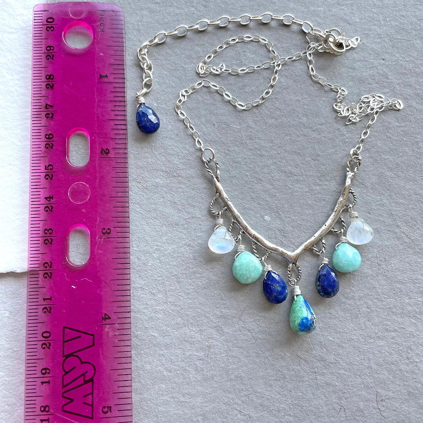 Hues of Blue Gemstone Necklace, Adjustable, Limited Quantity