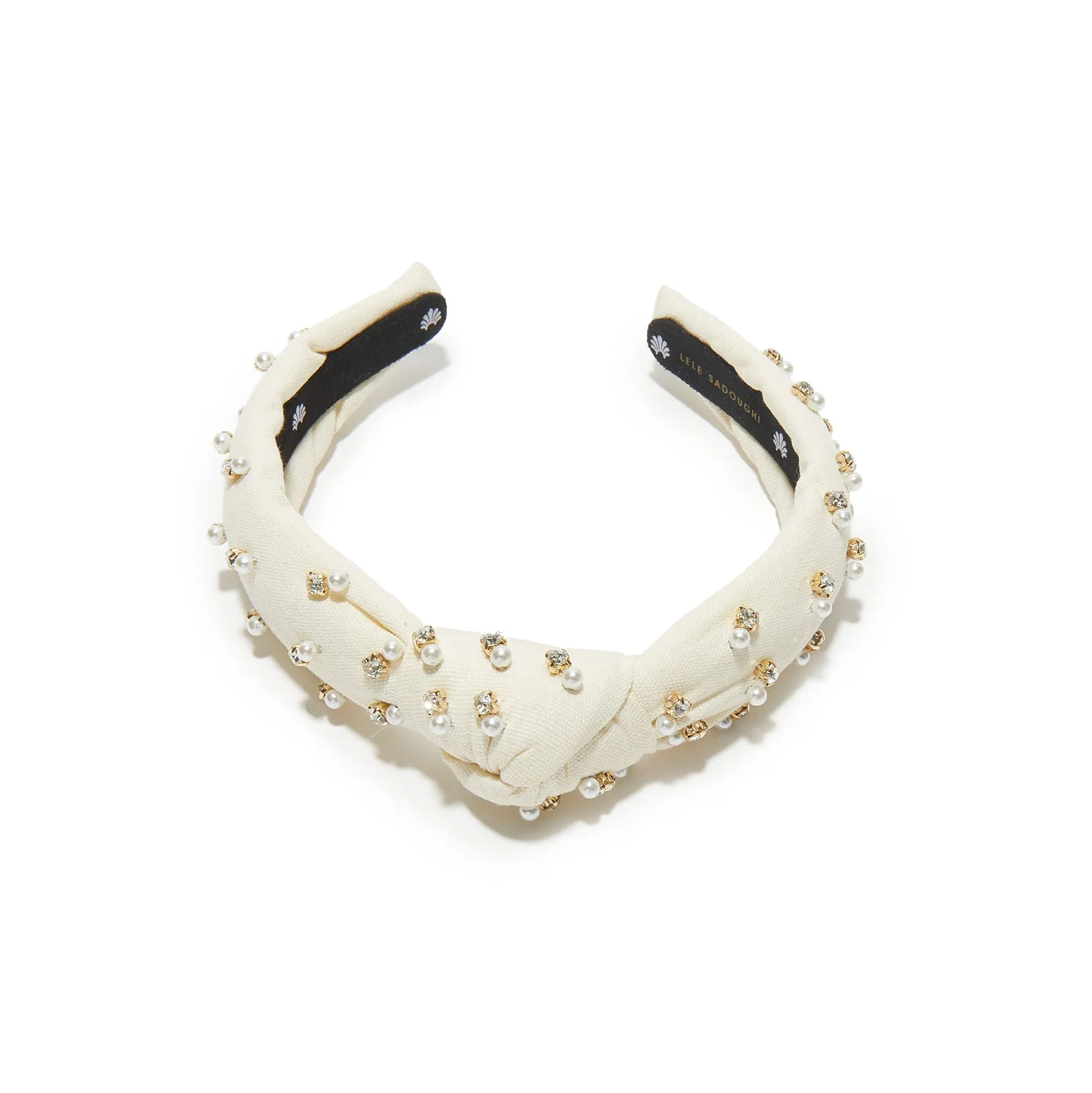 IVORY CRYSTAL EMBELLISHED KIDS KNOTTED HEADBAND