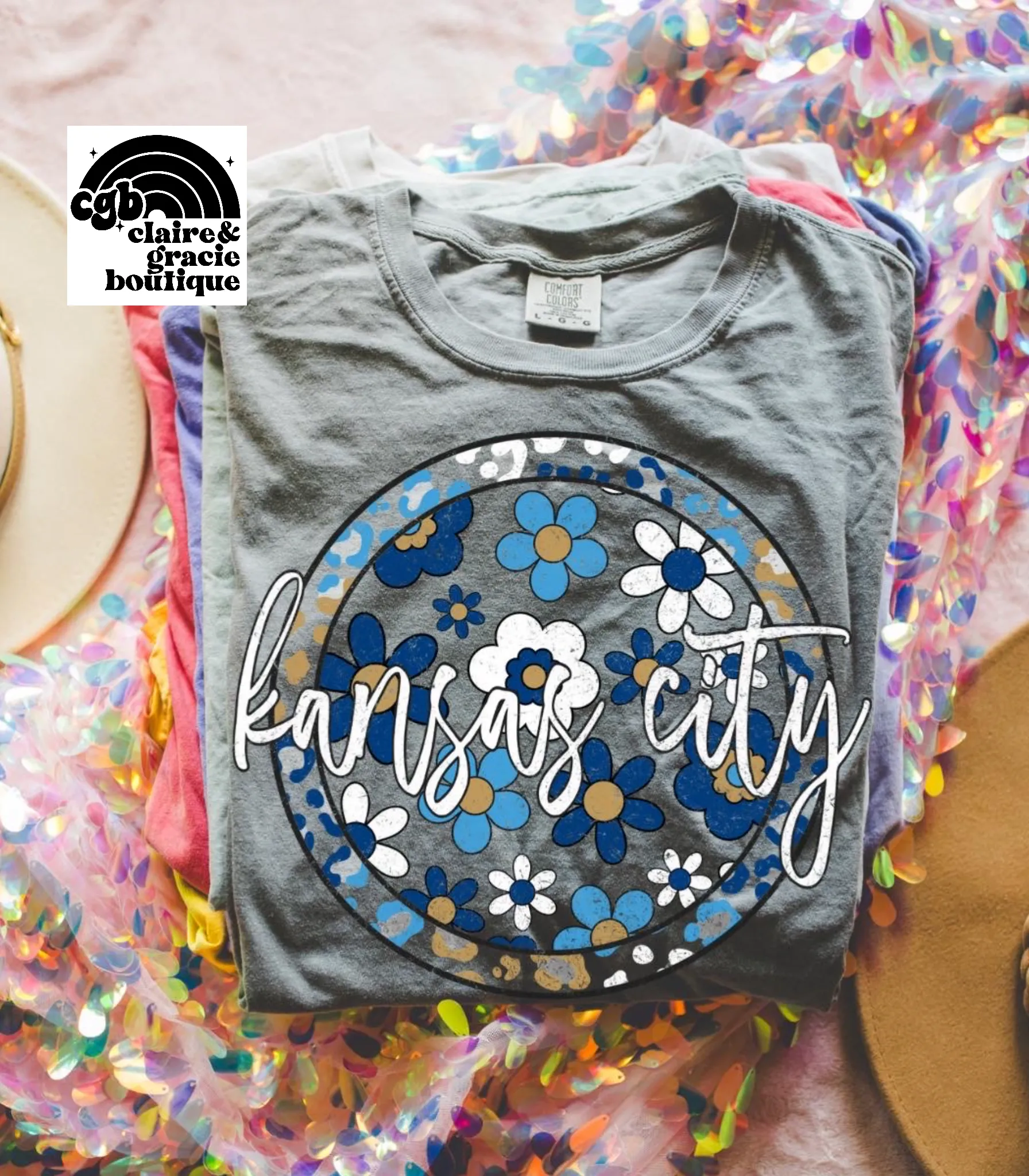 Kansas City Baseball Daisy Circle Tee | Royals | Grey Tank or Tee