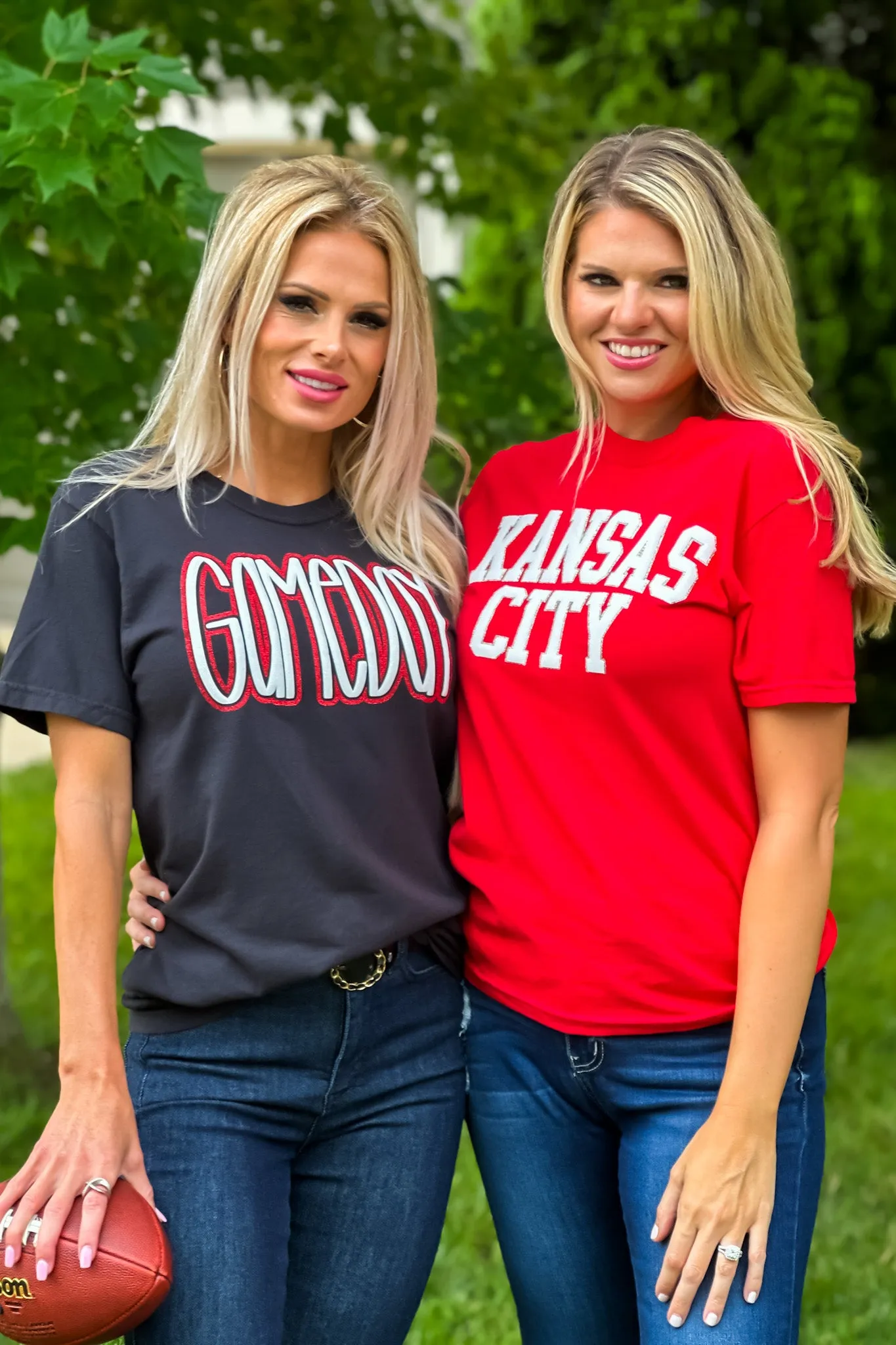 Kansas City Vinyl Puffed Letter T-Shirt : Red/White/Gold