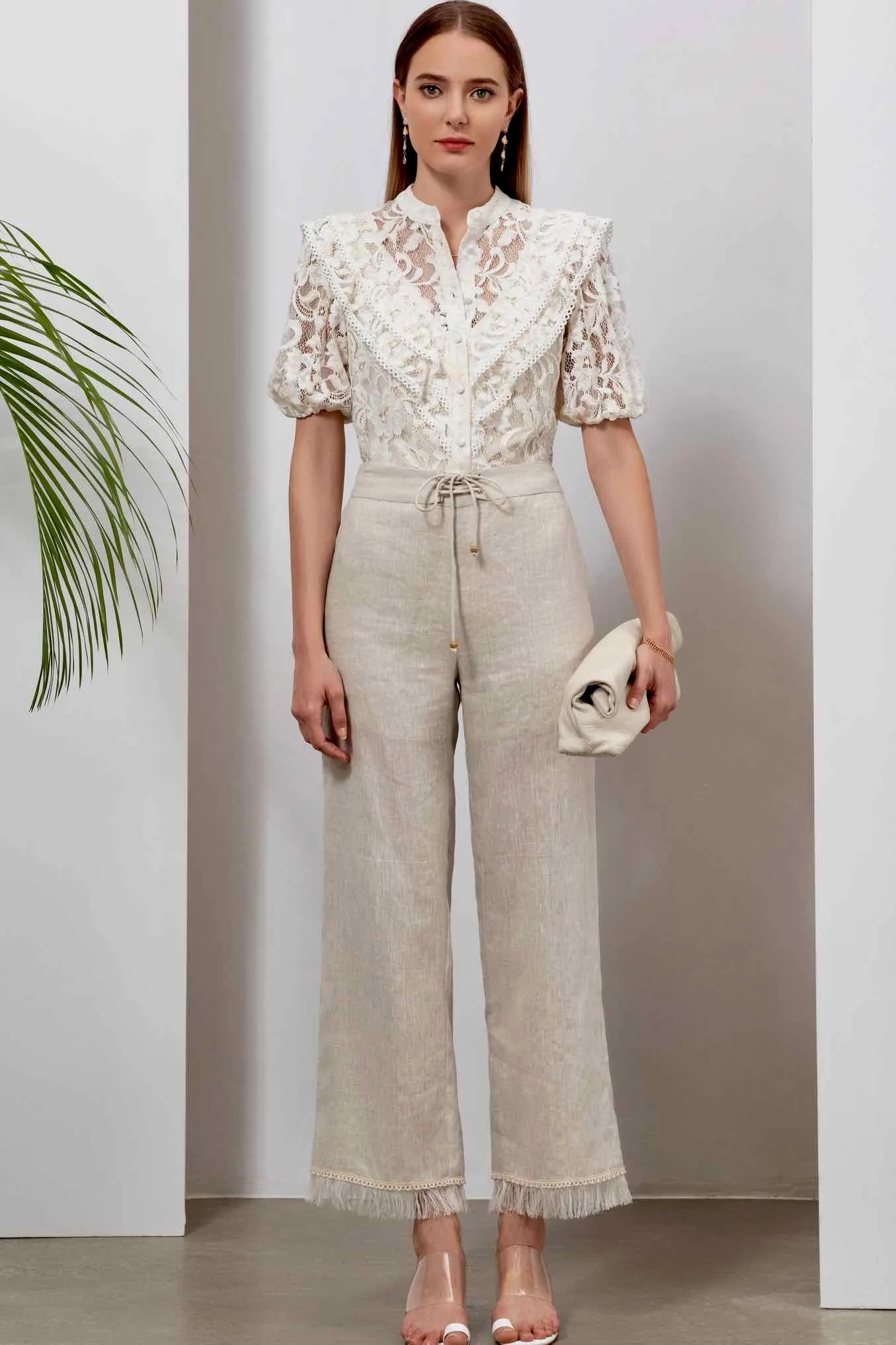 Kendall Lace Blouse - White/Beige