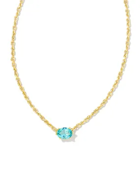 Kendra Scott Cailin Oval Pendant Necklace in Aqua Crystal and Gold