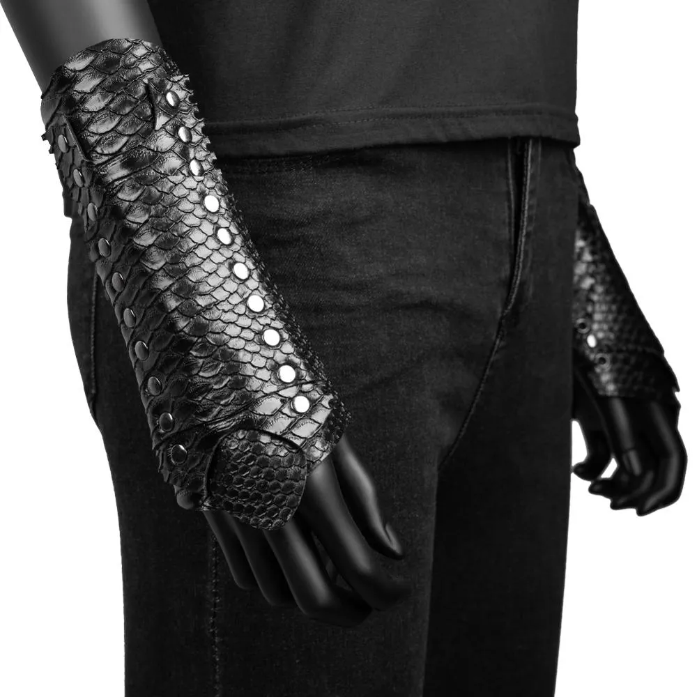 Lace Up Arm Armor Wide Bracer Faux Leather Steampunk Gauntlets