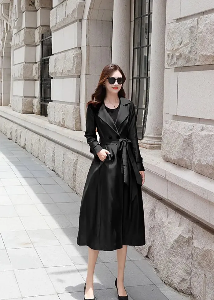 Lane Double Breasted Fit & Flare Trench Coat