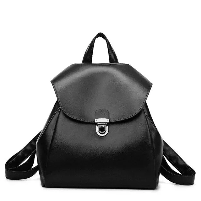 Large Capacity Luxury Casual Leather School Bag and Backpack