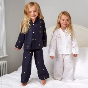 Limited Edition Navy Cotton Pyjamas with Gold Stars