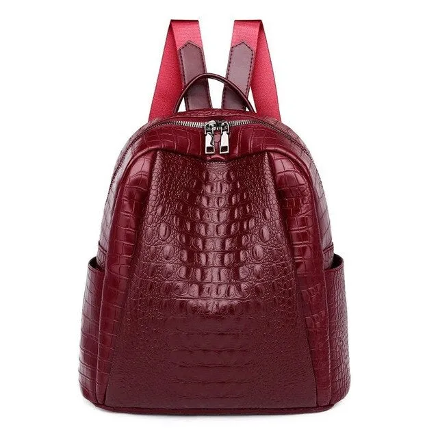 Luxury Crocodile Pattern PU Leather Backpack