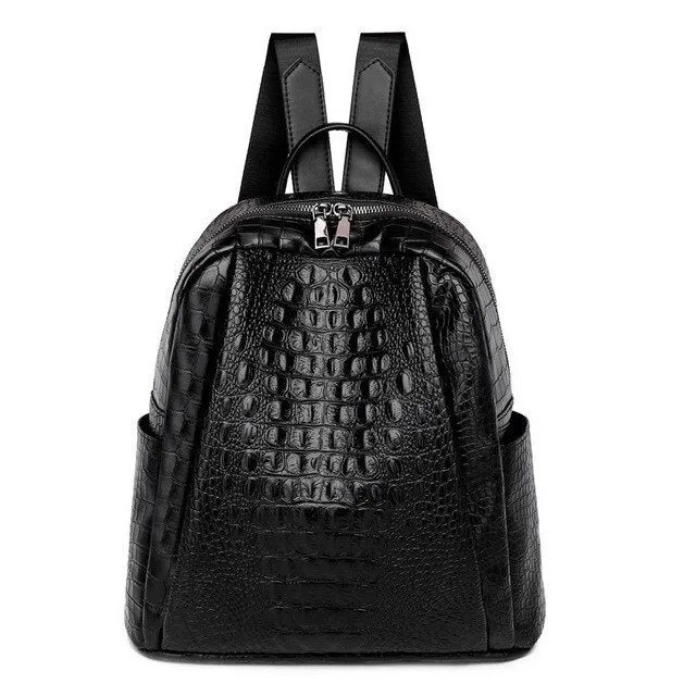 Luxury Crocodile Pattern PU Leather Backpack