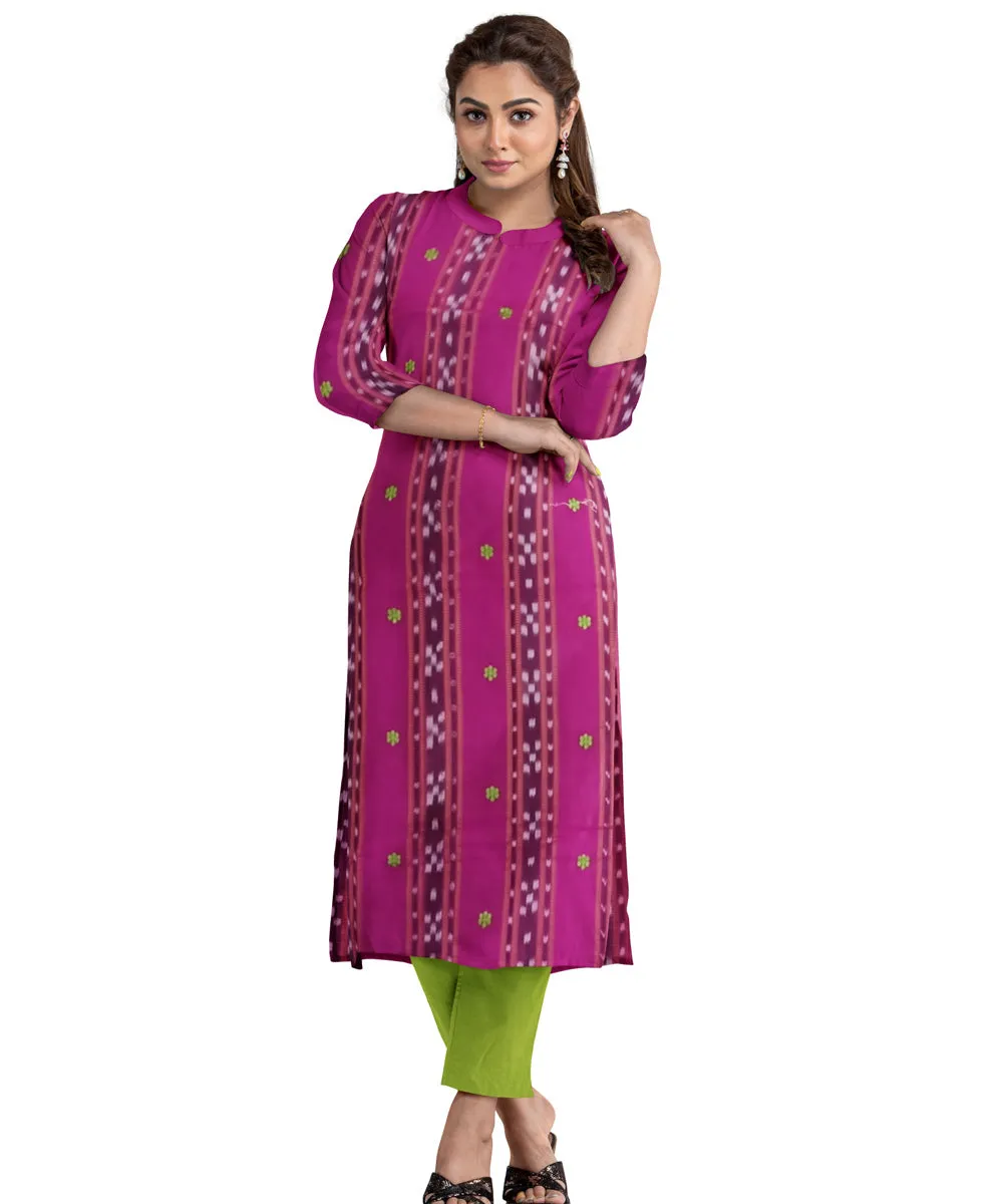 Magenta olive green handwoven cotton nuapatna dress material