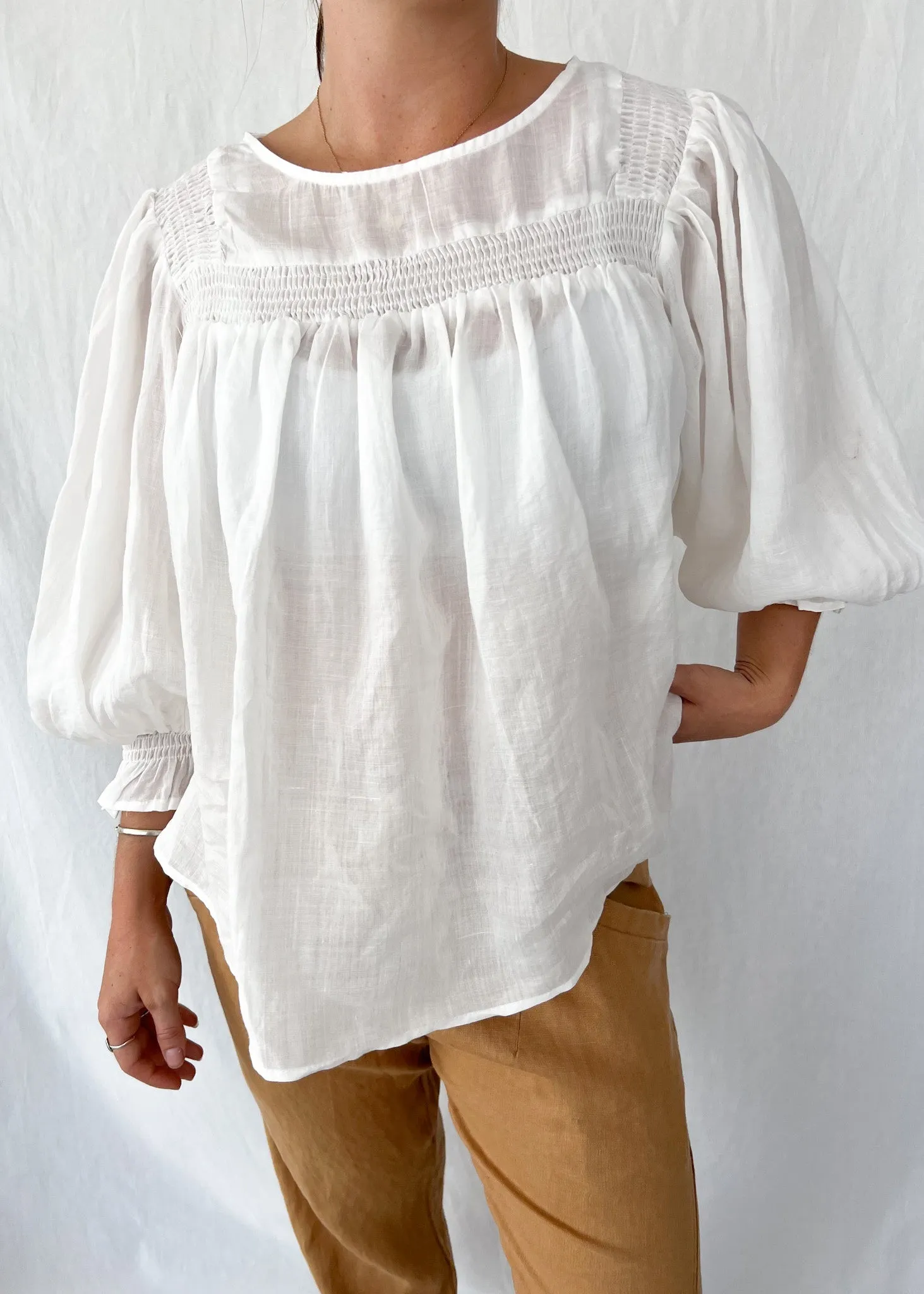 Marissa Linen Top - White