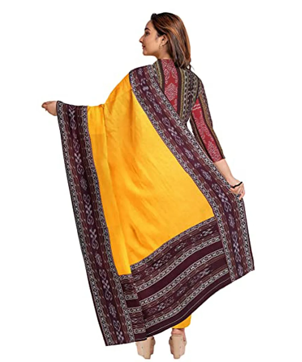 Maroon yellow hand woven cotton nuapatna dress material