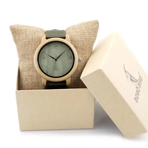 Mens Natural Wooden Watch Unisex Clean Design with Box