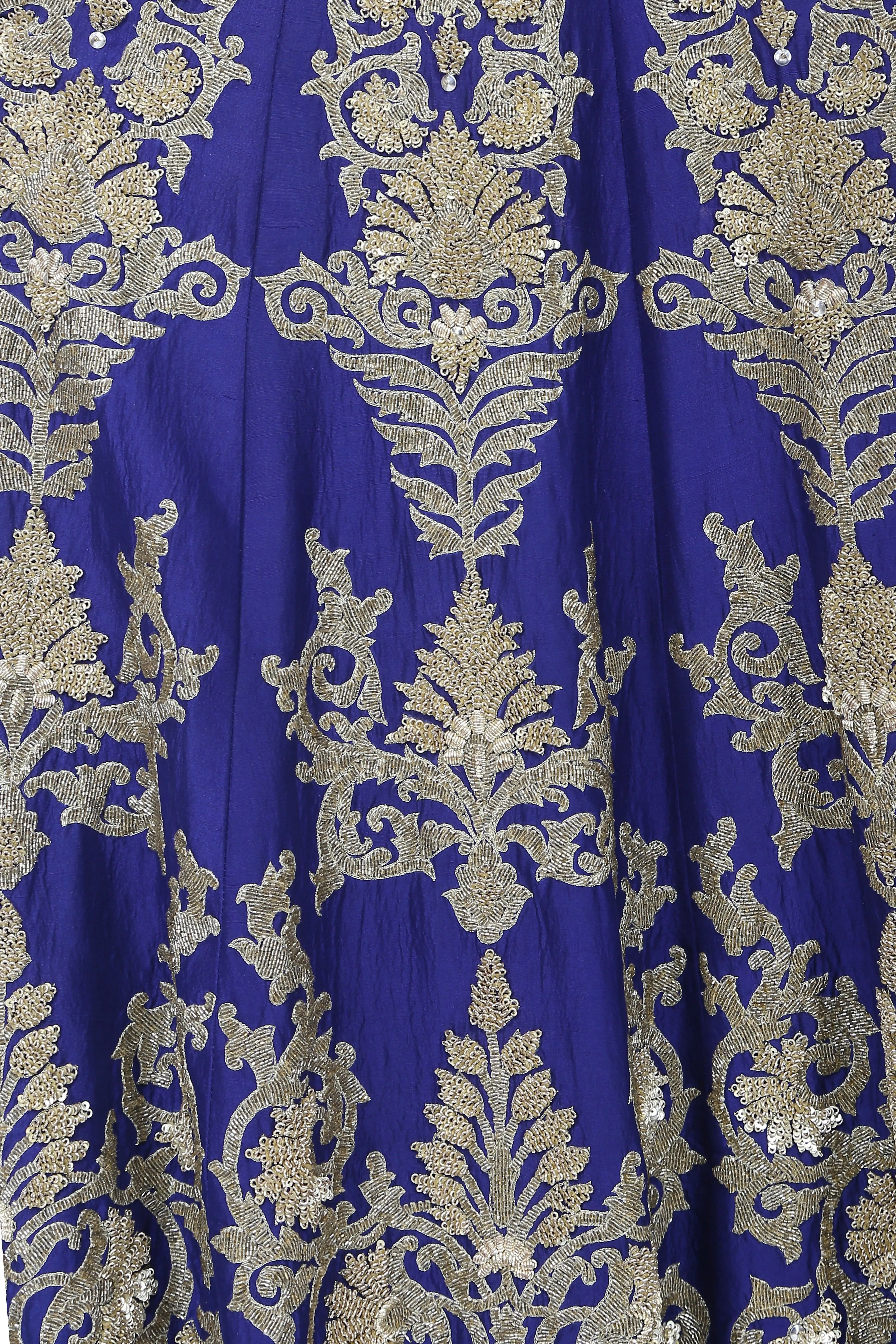 Mid-night blue anarkali with dupatta set.