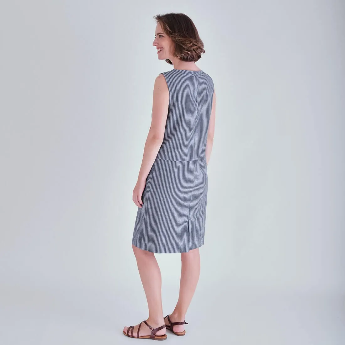 Nina Cotton & Linen Pinafore Dress | Stripe