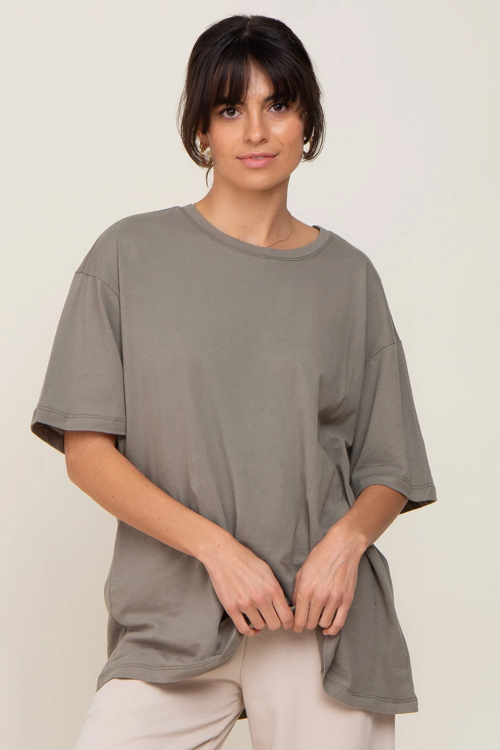 Olive Basic Oversized Tee