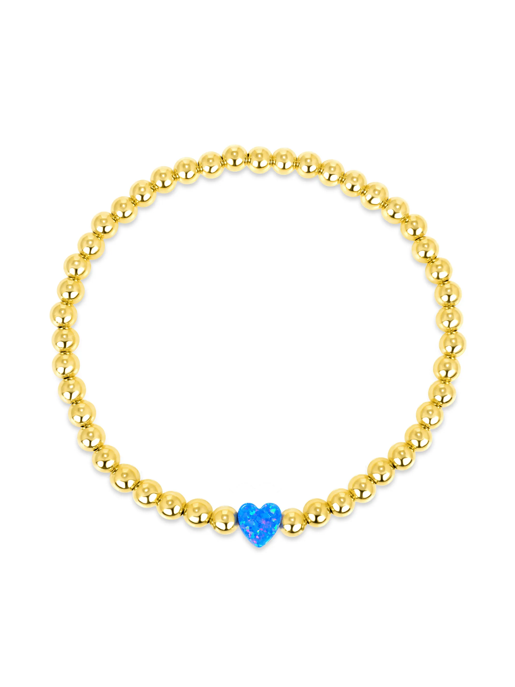 Opal Heart Stretch Bracelet - Blue