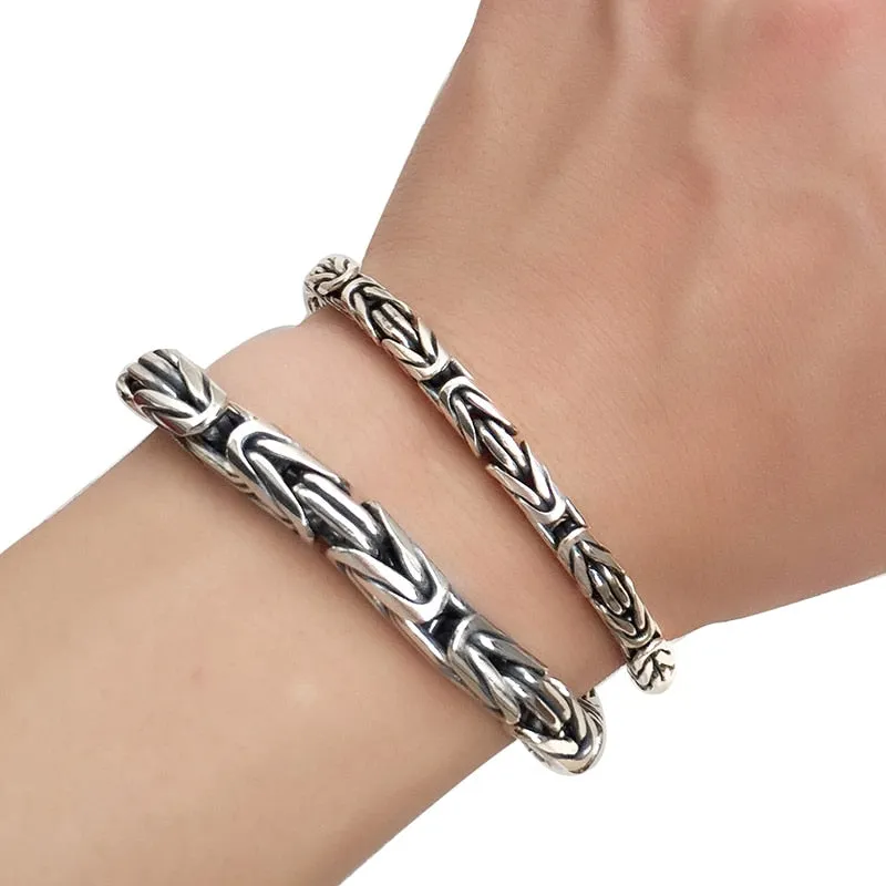 Peace Lines 925 Sterling Silver Vintage Punk Bracelet