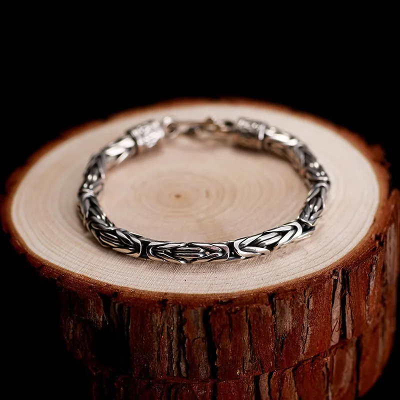 Peace Lines 925 Sterling Silver Vintage Punk Bracelet