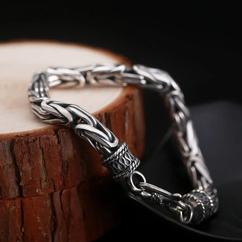 Peace Lines 925 Sterling Silver Vintage Punk Bracelet