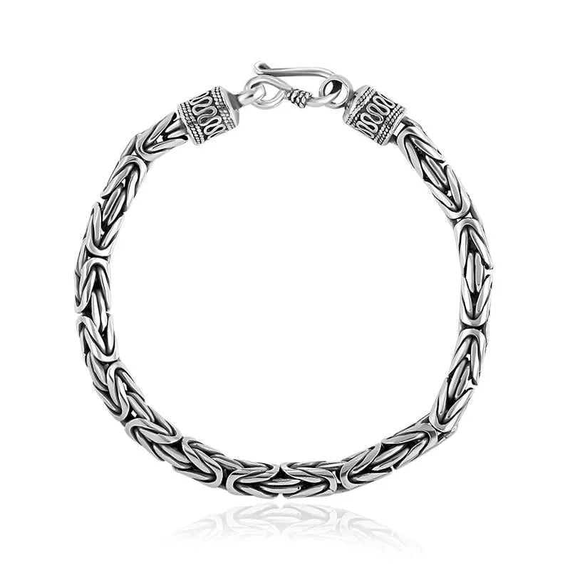 Peace Lines 925 Sterling Silver Vintage Punk Bracelet