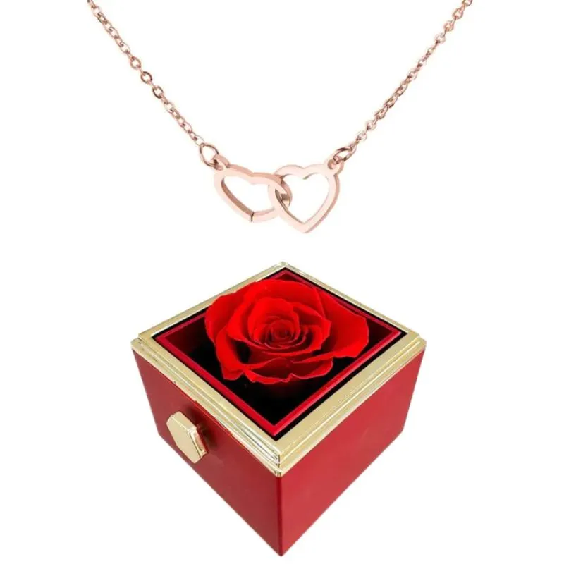 Personalized Design Necklace And Eternal Rose Gift Set