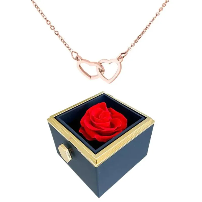 Personalized Design Necklace And Eternal Rose Gift Set