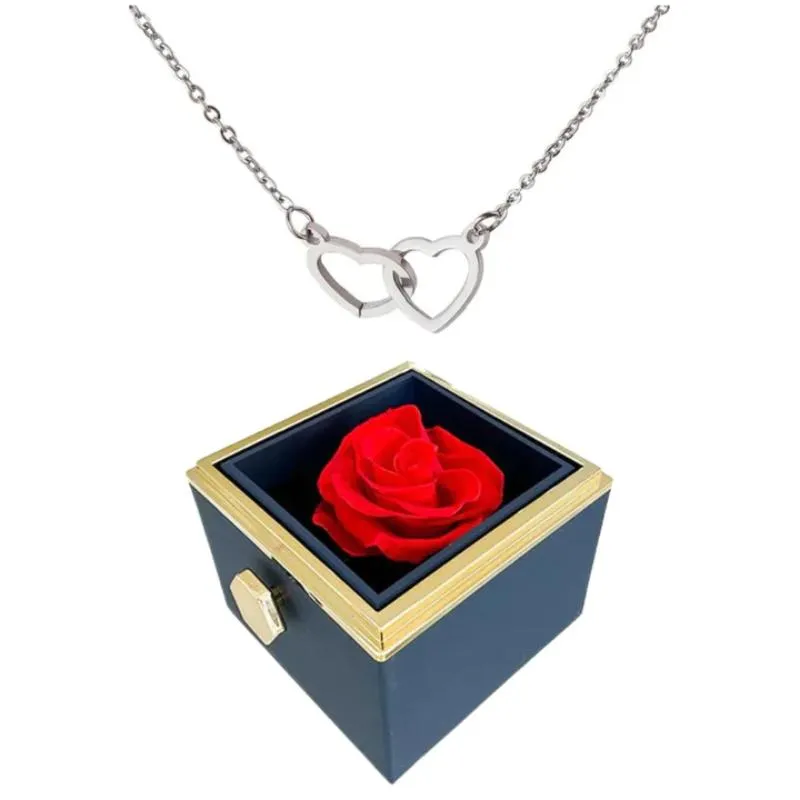 Personalized Design Necklace And Eternal Rose Gift Set