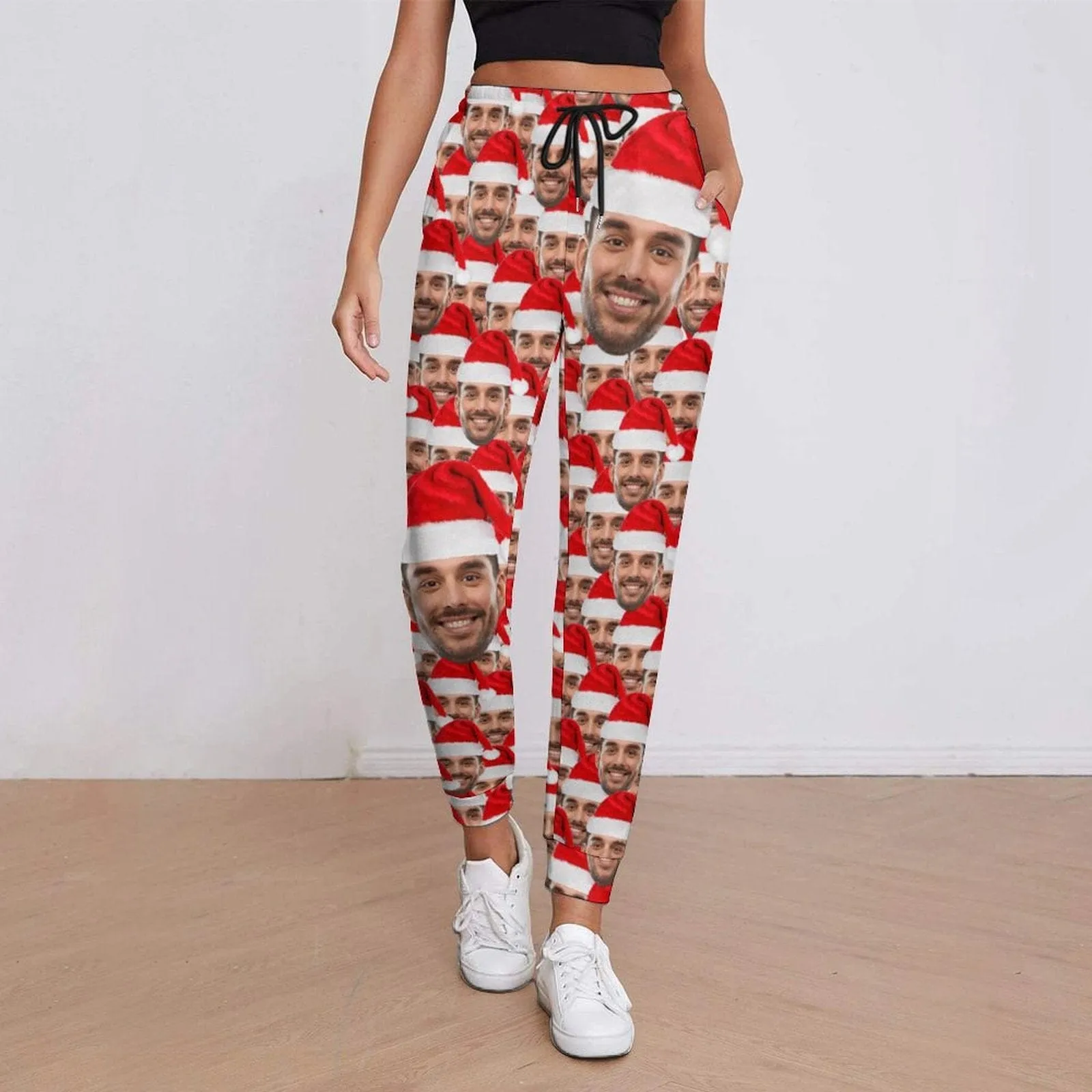 Personalized Sweatpants Custom Face Christmas Pants Women's All Over Print Personalized Casual Sweatpants