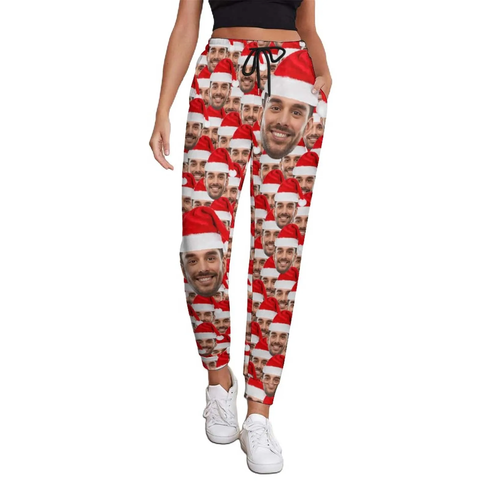 Personalized Sweatpants Custom Face Christmas Pants Women's All Over Print Personalized Casual Sweatpants